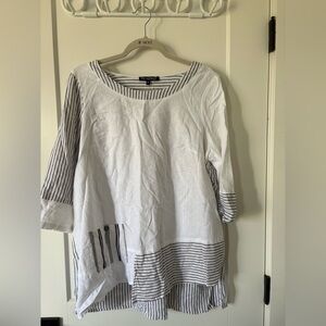 Piccadilly White and Navy Striped Tunic Top